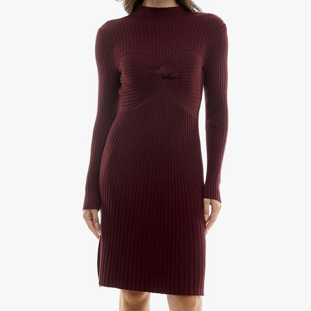 Maison Tara Deep Red Ribbed Dress - Picture 4 of 4